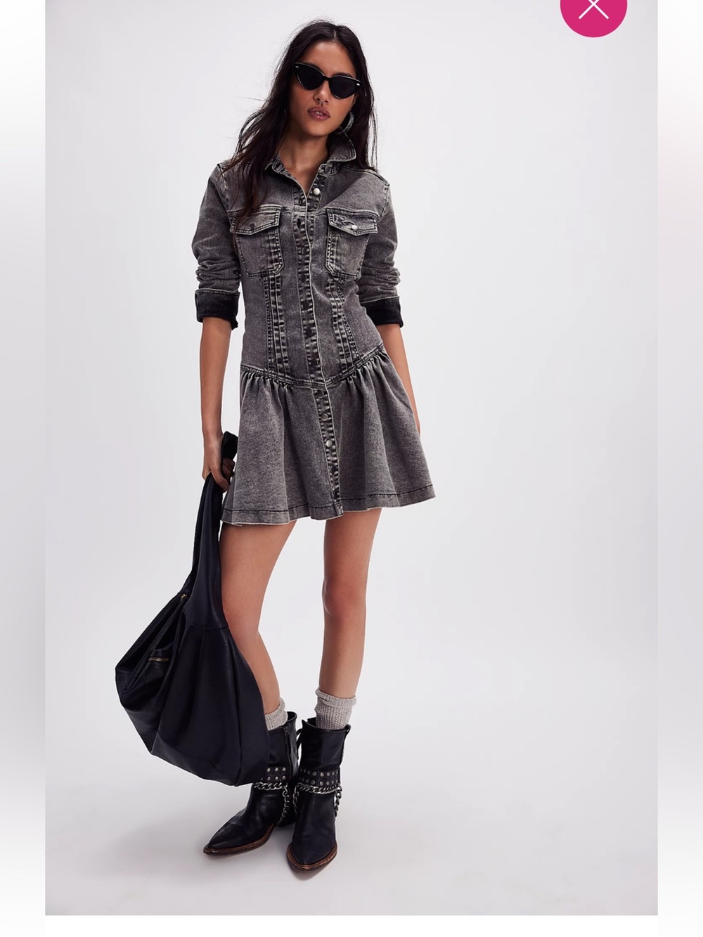 Free People Denim Button Down Mini Dress